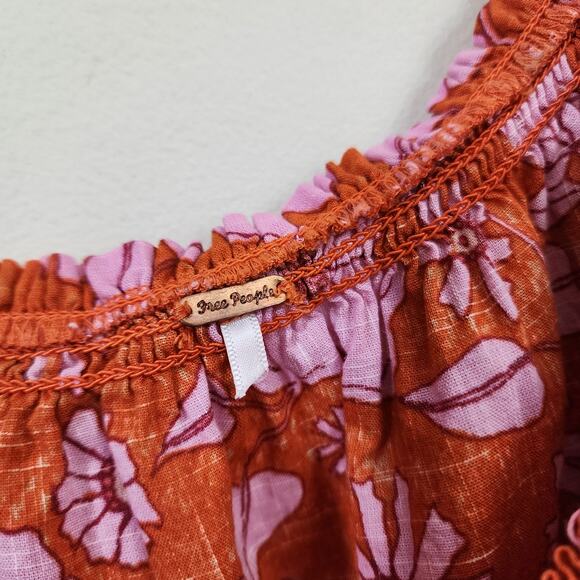 Freee People Miss Daisy floral printed ruffle smock blouse woman's size medium - Picture 6 of 13